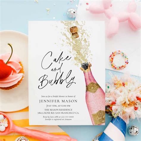 Cake And Bubbly Champagne Bridal Shower Invitation Zazzle Bridal