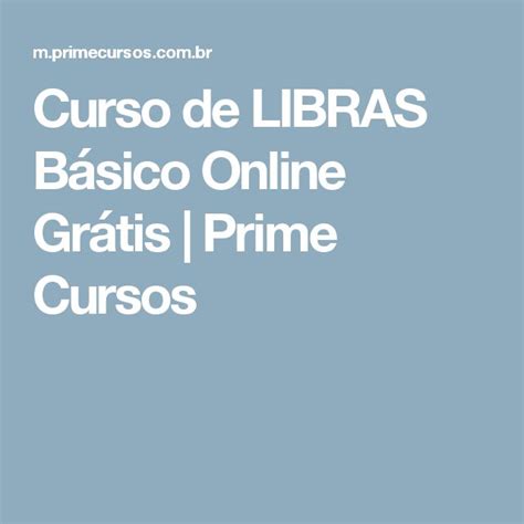 Curso de LIBRAS Básico Online Grátis Prime Cursos Curso de espanhol