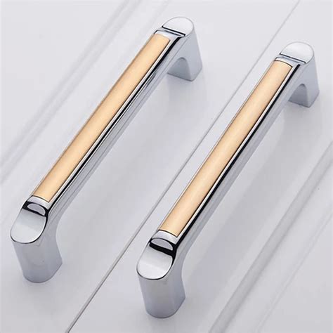 96mm Shiny Silver Champagne Kitchen Cabinet Handles Pulls Zinc Alloy Drawer Cupboard Wardrobe