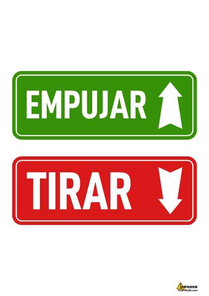 Cartel Empujar Y Tirar Para La Puerta De Tu Negocio Imprimir Carteles