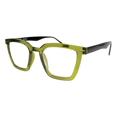 AR Coated Reading Glasses - Olive Green Square