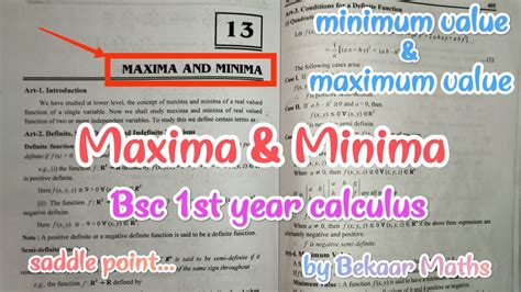 Maxima And Minima Bsc 1st Year Differential Calculus Maximum Value