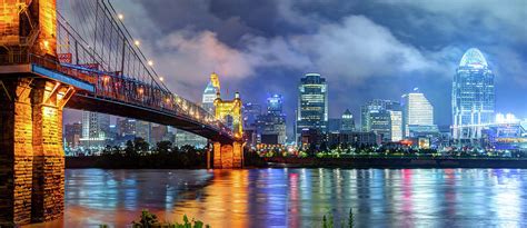 Downtown Cincinnati Skyline in Color Photograph by Gregory Ballos