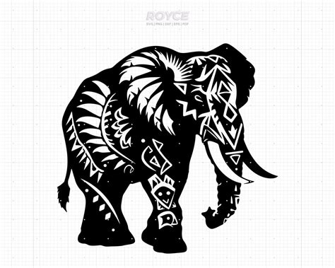 Tribal Elephant Svg Elephant Clipart Elephant With Tribal Patterns