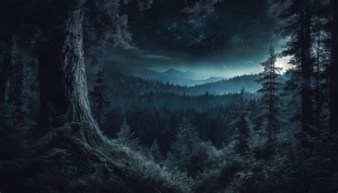 Premium AI Image | Mysterious Fantasy Dark Night of The Forest Wallpaper