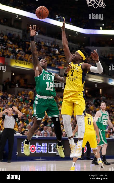 Boston Celtics Guard Terry Rozier 12 Shoots Over Indiana Pacers Guard