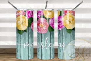 Flowers Wood Skinny Tumbler Sublimation Graphic By Paperart Bymc