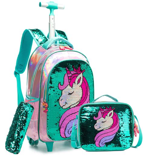 Buy MeetbelifyGirls Rolling Backpack Kids Backpacks with Wheels ...