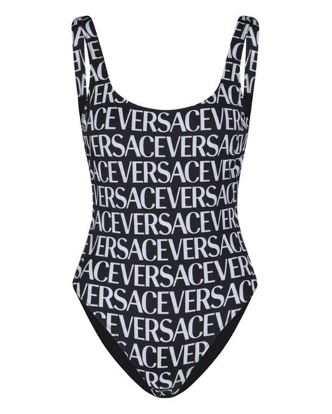 Versace Logo One Piece Swimsuit In Black Lyst Uk