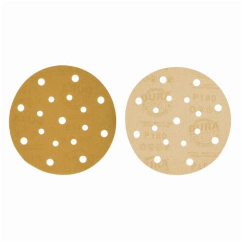 180 Grit 6 Gold Sanding Discs 17 Hole Pattern Hook And Loop For DA