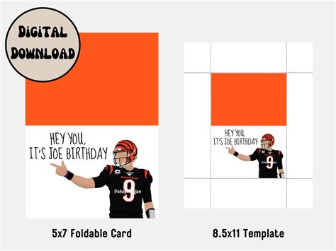 Joe Burrow Birthday Card Greeting Cincinnati Bengals Funny Cartoon ...