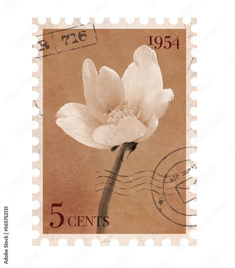 Photo Art Print Floral Vintage Postage Stamp Anna