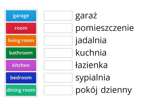 Pokoje po angielsku Połącz w pary