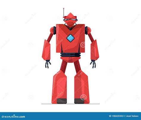 Robot Red Detailed Cartoon Character Future Robotic Technology Concept