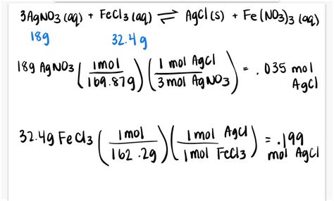 Solved Silver Nitrate Agnoz Reacts With Iron I Chloride Fecy To Give Silver Chloride Agcl