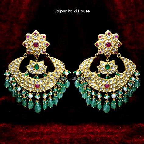 22k Gold And Polki Chandbali Earring Diamond Polki Jewellery Store Online