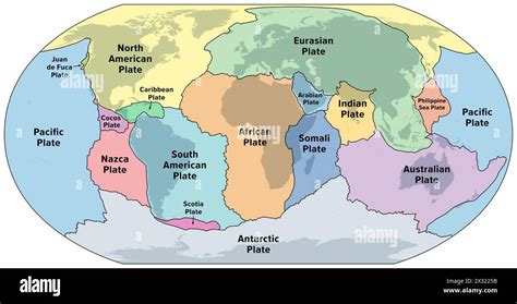 Principales Plaques Tectoniques De La Terre Carte Du Monde Les Seize