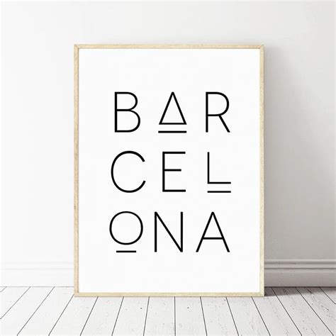 Barcelona City Map Art Minimalist Typographic Wall Art Canvas Poster