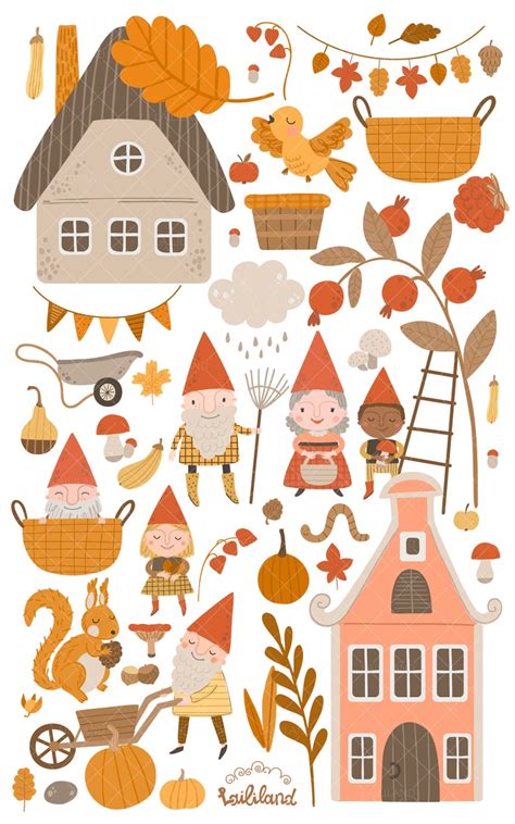 Fall clipart gnome clipart autumn clip art gnomes kids | Etsy Fall Clip ...