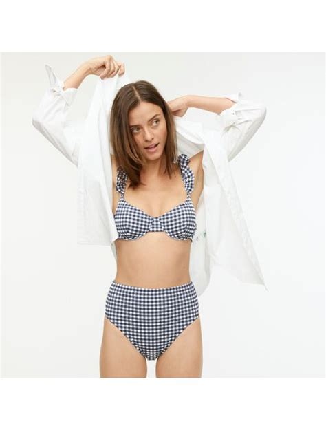 Buy J Crew Ruffle Underwire Bikini Top In Gingham Online Topofstyle