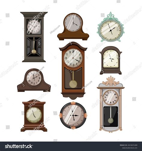 Clock Vintage Set Cartoon Time Old Stock Vector Royalty Free