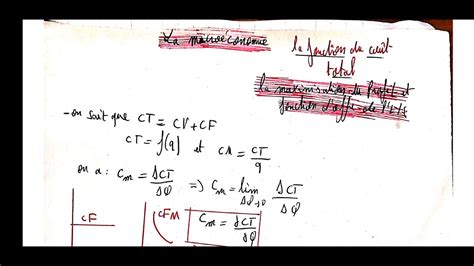 la fonction du coût total explication de cours YouTube