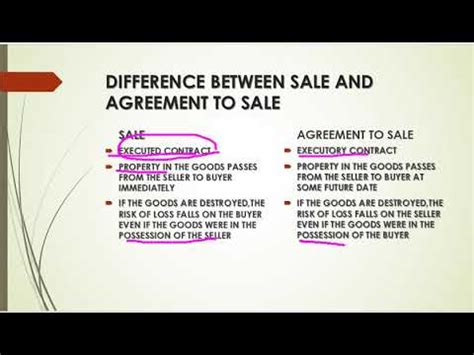 Difference Between Sale And Agreement To Sale In English Business Law