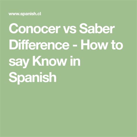 Conocer Vs Saber Difference How To Say Know In Spanish Spanish