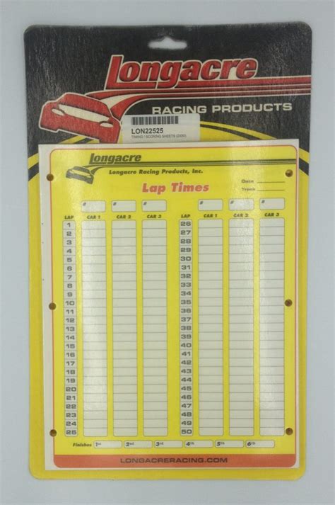 Longacre Timingscoring Sheets Tilley Motorsport Spares