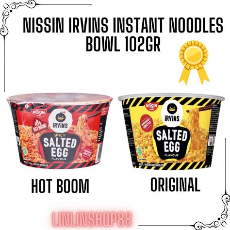 Jual Irvins Nissin Salted Egg Flavour Instant Noodles Bowl 102gr Shopee Indonesia