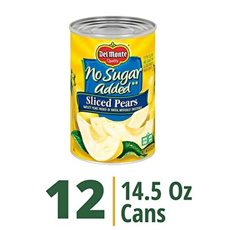 DEL MONTE No Sugar Added Sliced Bartlett Pears Canned Fruit 12 Pack