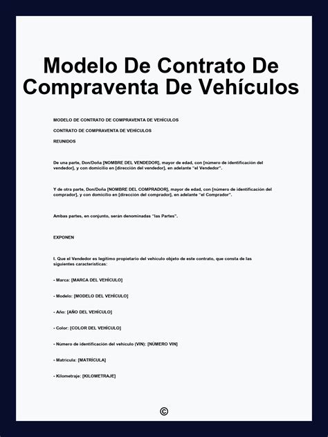 Contrato De Compraventa Vehiculos