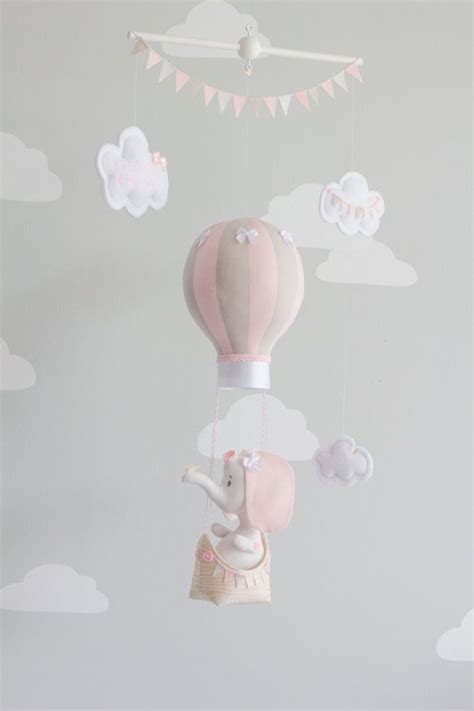 Elephant Baby Mobile Hot Air Balloon Mobile Elephant Nursery Decor Travel Theme Nursery Decor