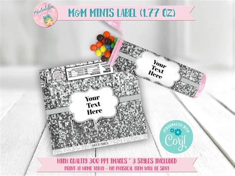 M&ms Label Digital Candy Tube Label Candy Wrapper Instant Download ...