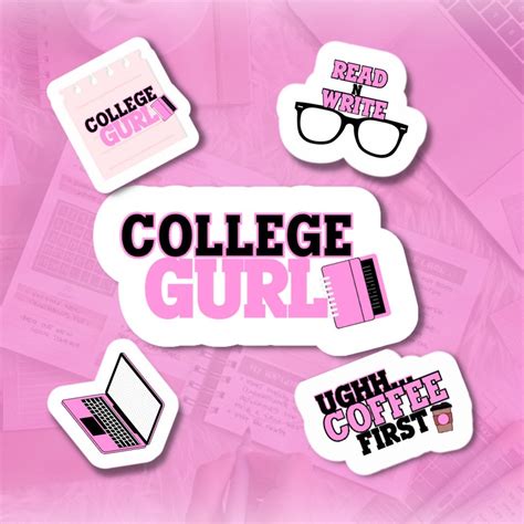 College Stickers College Sticker Pack College Girl Etsy