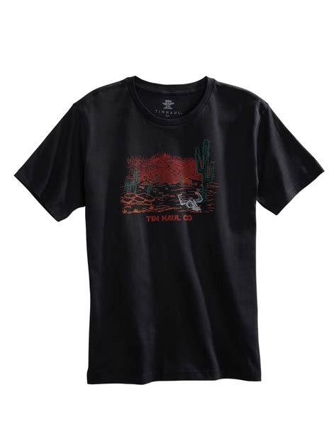 Tin Haul Mens Black 100 Cotton Desert Scene S S T Shirt The Western Company