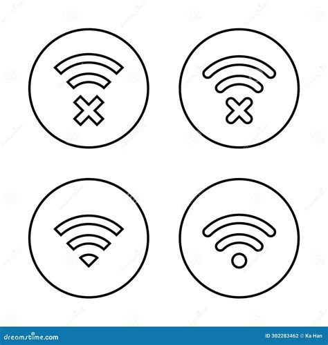 Disconnect Wifi And Connect Icon Vector On Circle Line Wireless