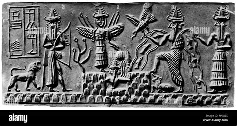 SUMER: CYLINDER SEAL. /nImpression from a Sumerian cylinder seal ...