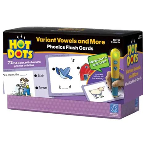 Hot Dots Phonics Flash Cards Variant Vowels And More Sg Education