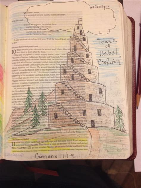 The Tower Of Babel Genesis 11 1 9 Bible Journal Notebooks Bible Art