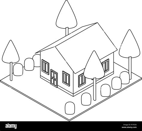 House with garden black and white Stock Vector Image & Art - Alamy