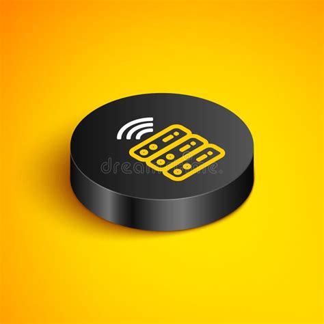 Isometric Line Smart Server Data Web Hosting Icon Isolated On Yellow