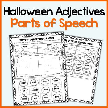 Halloween Parts Of Speech Worksheet Halloween Nouns And Verbs Tpt