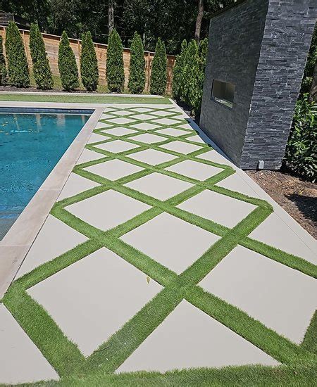 Concrete Pavers with Grass In-Between (+ Groundcover or Rock) | SUNDEK