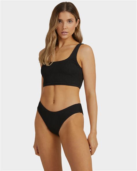 Billabong Summer High Crop Bikini Top Black Surfstitch