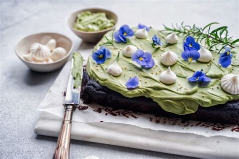 Decadent Chocolate Cake With Black Sesame And Matcha Cream