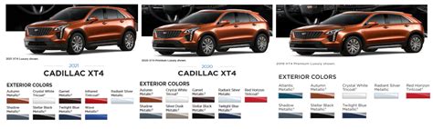 Cadillac Xt Color Chart Cadillac Xt Factory Color Chip Chart