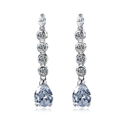 Elegant Water Drop Earrings For Women Aaa Cubic Zircon Paved Banquet