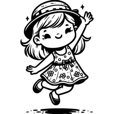 Little Girl Black And White Vector Art, Icons, and Graphics for Free ...