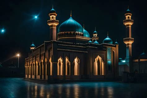 the mosque at night in dubai. AI-Generated 30098196 Stock Photo at Vecteezy